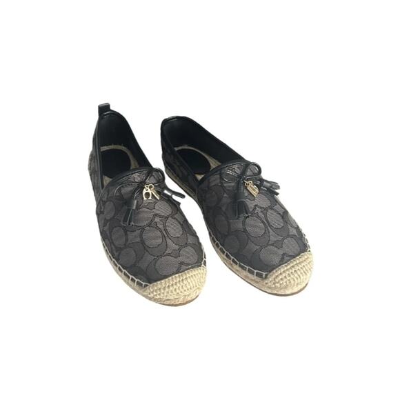 COACH SLIP ON CARSON ESPADRILLE FLATS SHOES BLACK COAL SIZE 11 ! SO COMFY ! - Picture 2 of 2